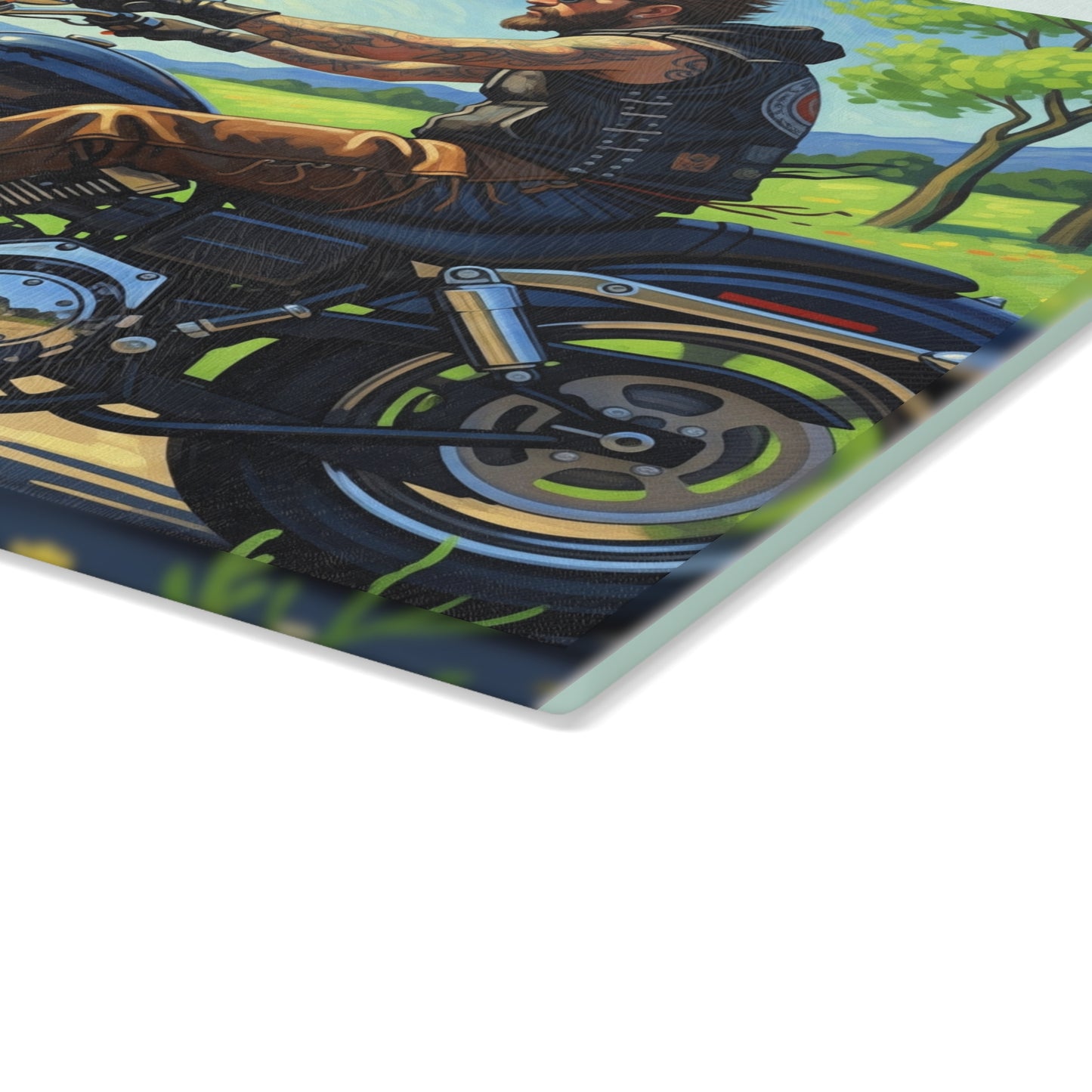 Motorcycle Enthusiast Glass Cutting Board | Perfect for Gifts, Home Decor, Kitchen Accessories, Biker Lifestyle, BBQ Parties