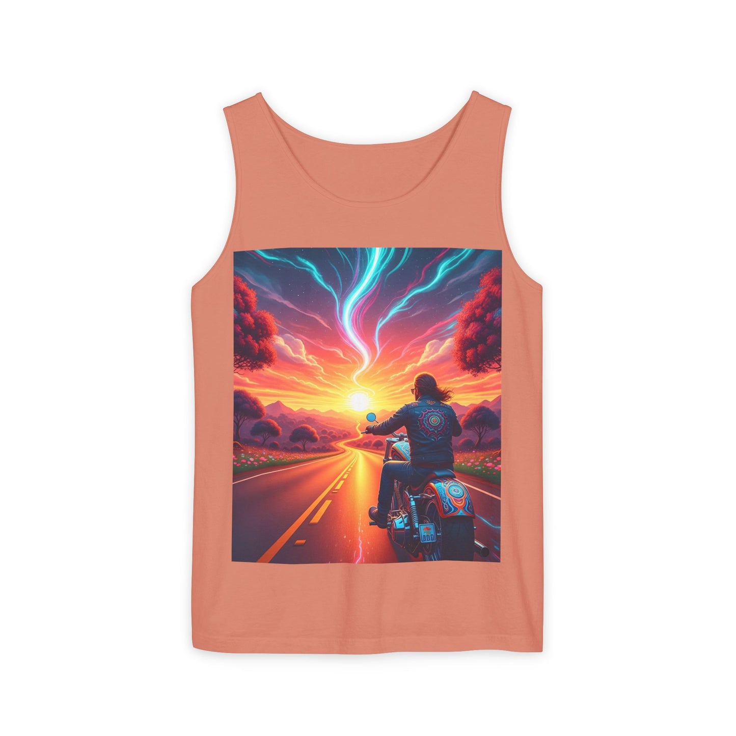 Motorcycle Adventure Tank Top, Unisex Summer Apparel, Gifts for Bikers, Casual Wear for Outdoor Events, Festival Outfit, Road Trip Gear