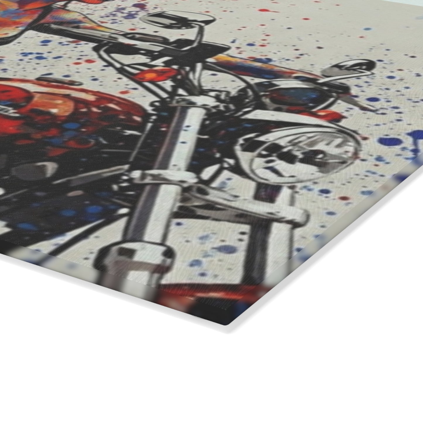 Glass Cutting Board - Perfect Gift for Motorcycle Lovers-Colorful Biker Kitchen