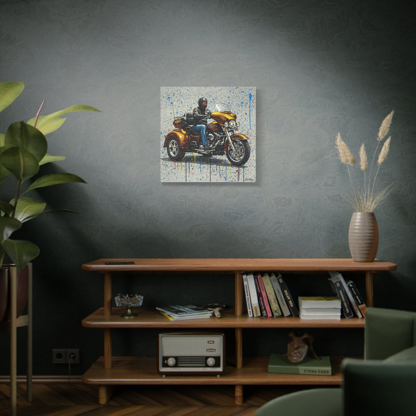 Motorcycle Artwork Canvas - Vibrant Stretched Wall Decor for Bikers
