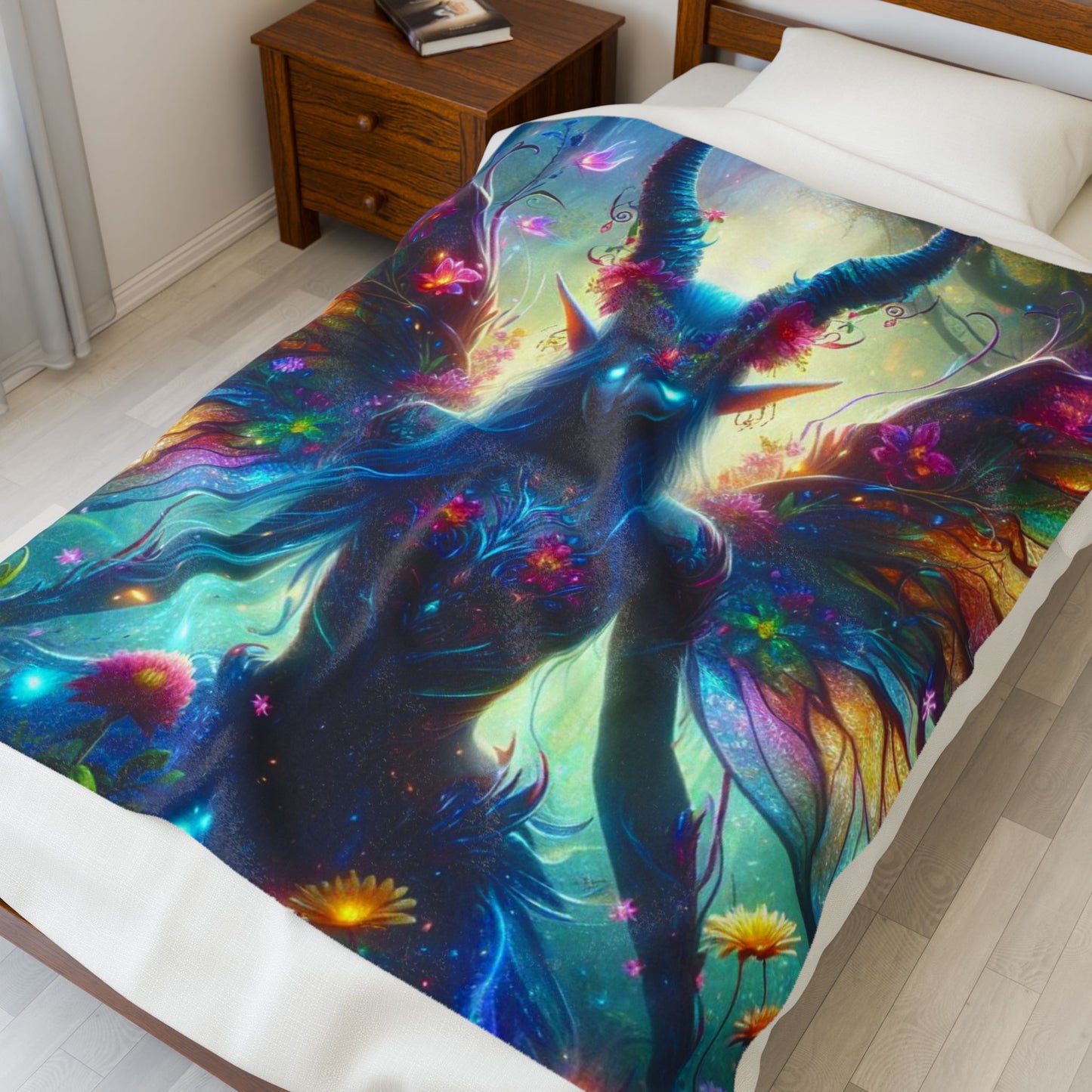 Nature Spirit Plush Blanket – Boho Spiritual Wall Art Throw for Mystical Decor