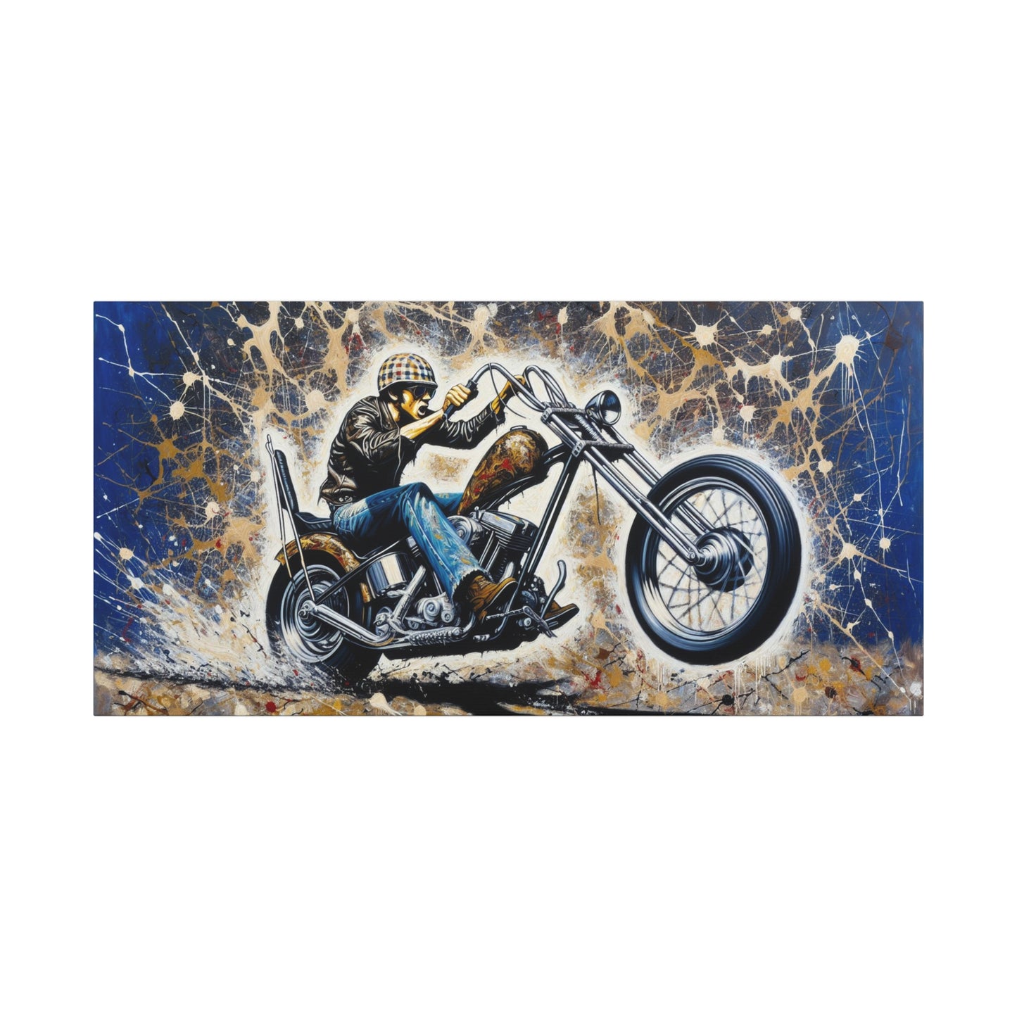 Motorcycle Rider Matte Canvas Wall Art - Stretched 1.25 Inch