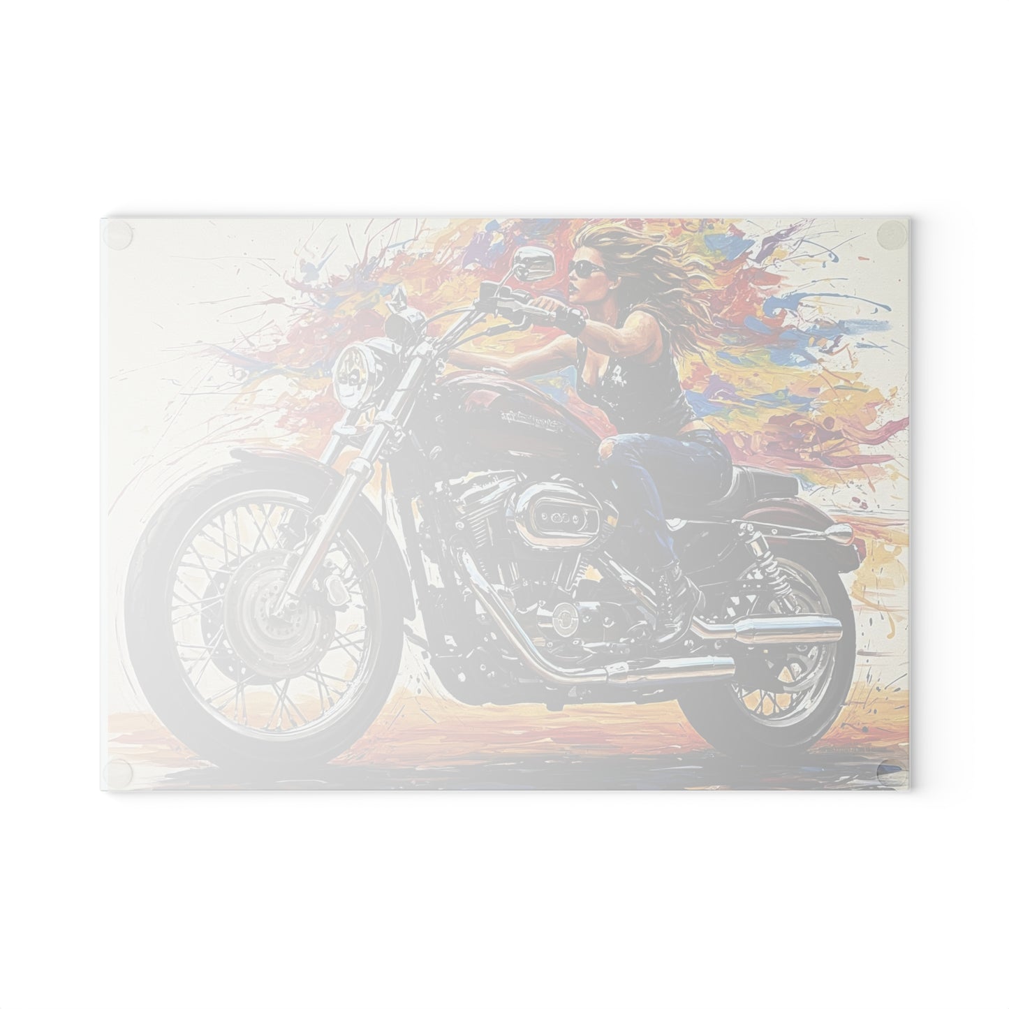 Glass Cutting Board-Cheese Platter-Motorcycle Art-Biker chic Art