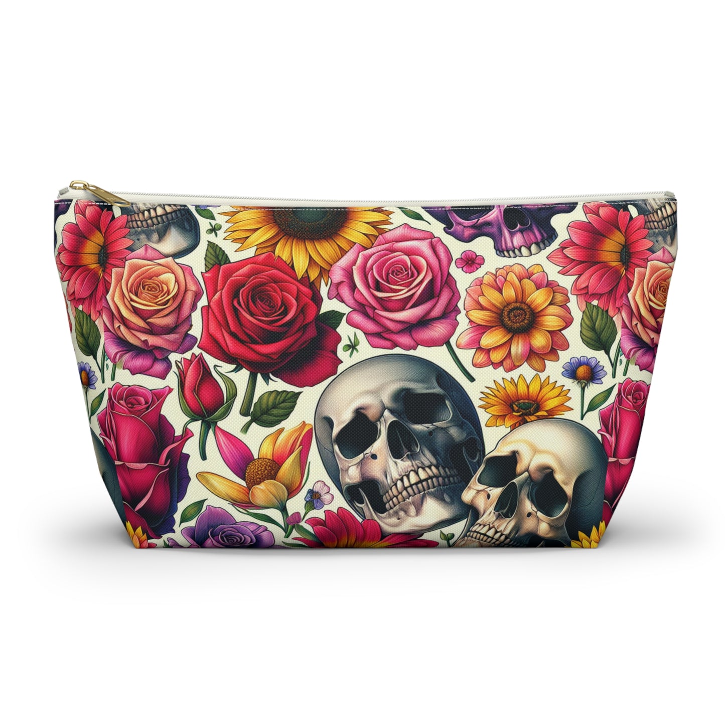 Gothic Floral Accessory Pouch, Perfect for Makeup, Travel, Gifts, Storage, Day of the Dead Theme, Saddlebag Companion