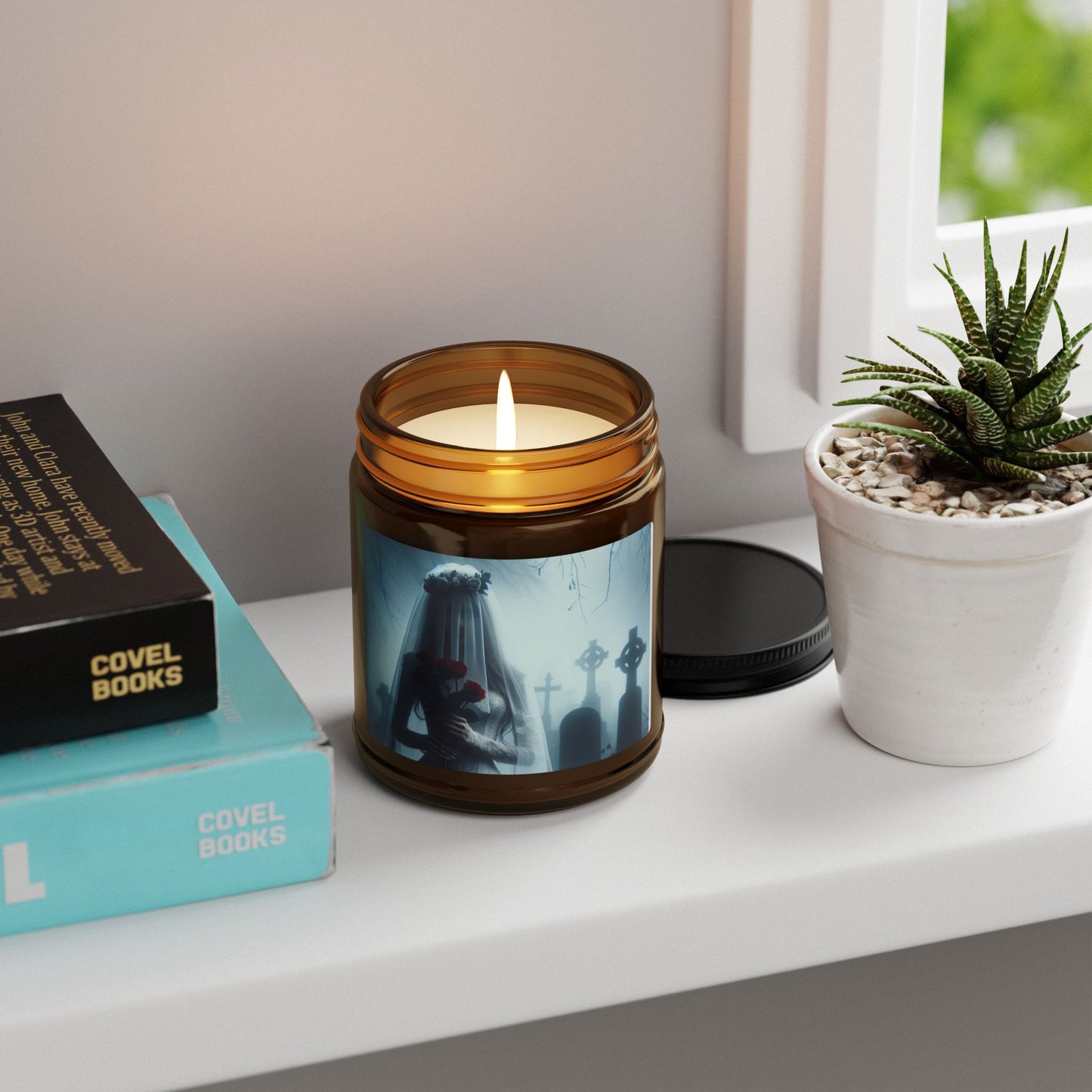 Corpse Bride- Scented Soy Candle, Gothic Decor, Amber Jar Candle, Unique Wedding Gift, Halloween Home Fragrance, Spooky Candlelight