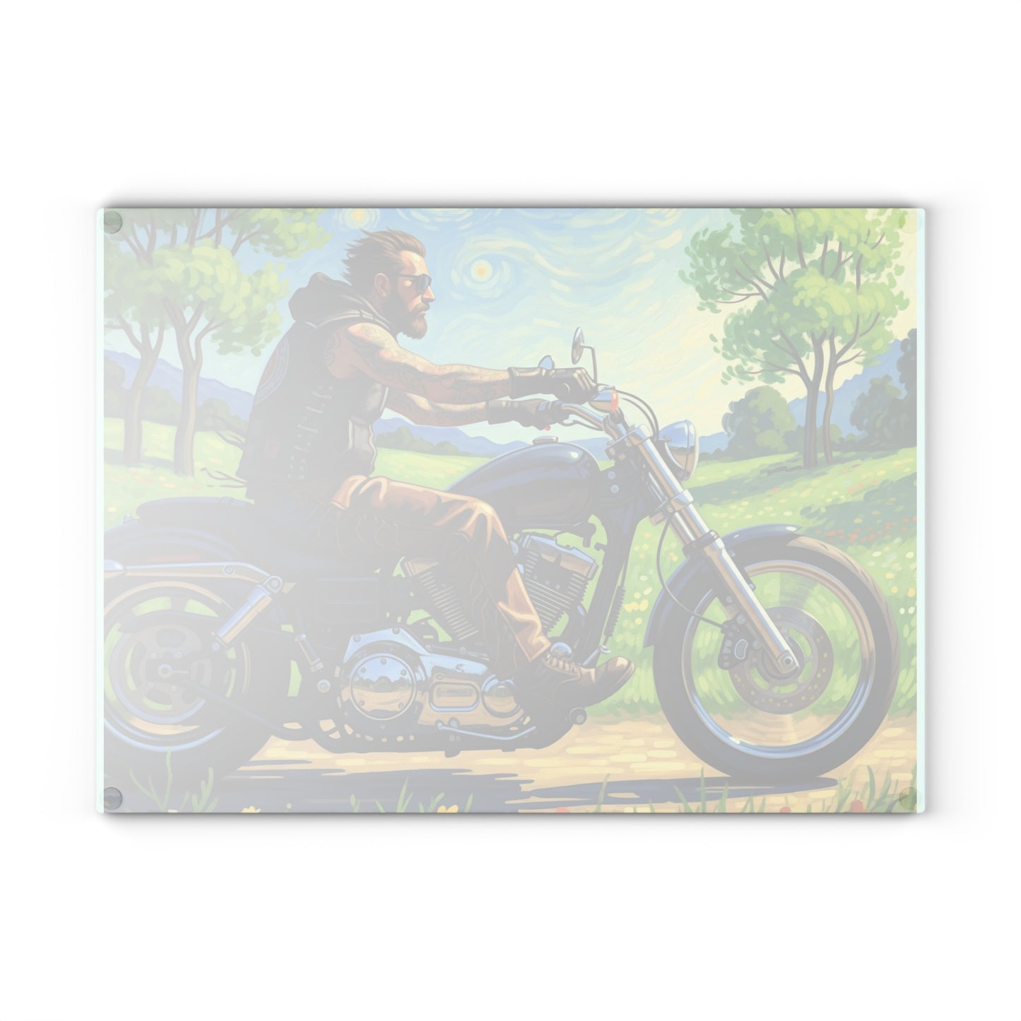 Motorcycle Enthusiast Glass Cutting Board | Perfect for Gifts, Home Decor, Kitchen Accessories, Biker Lifestyle, BBQ Parties