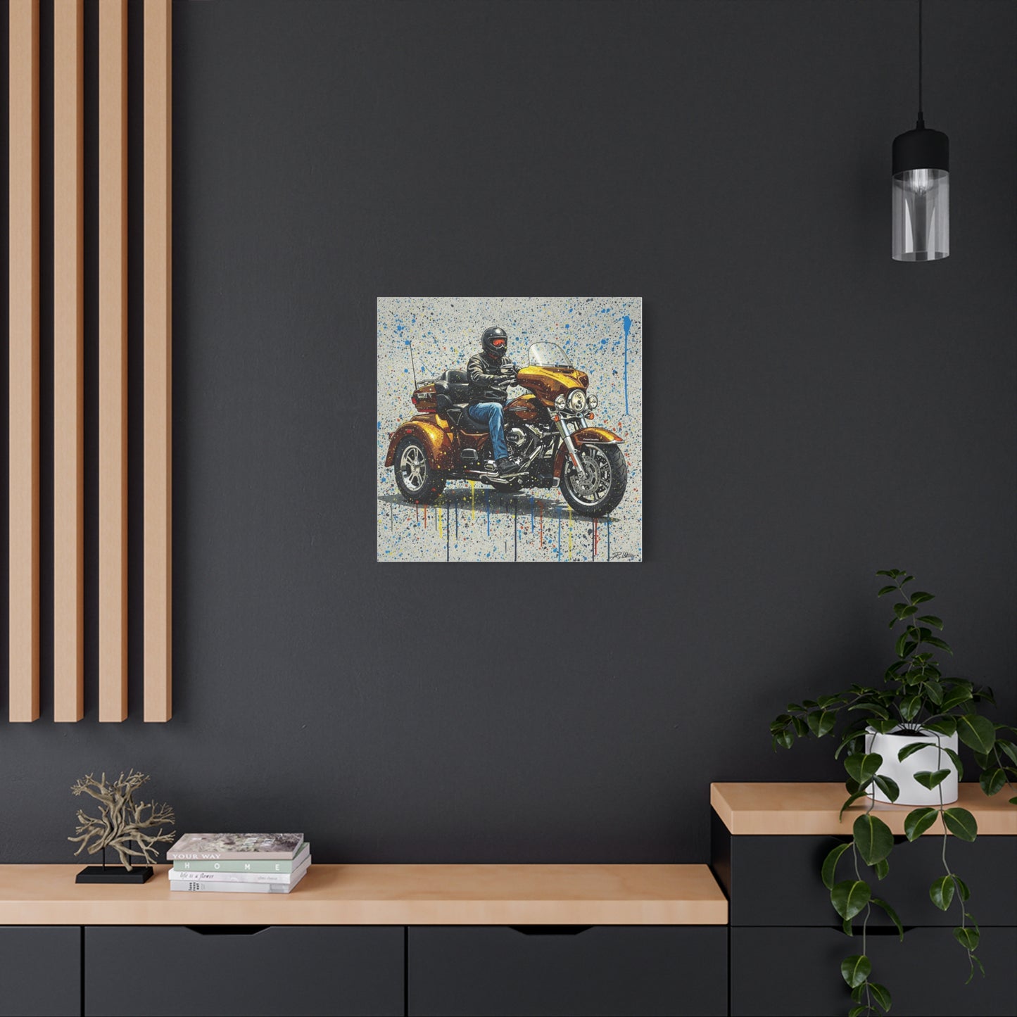Motorcycle Artwork Canvas - Vibrant Stretched Wall Decor for Bikers