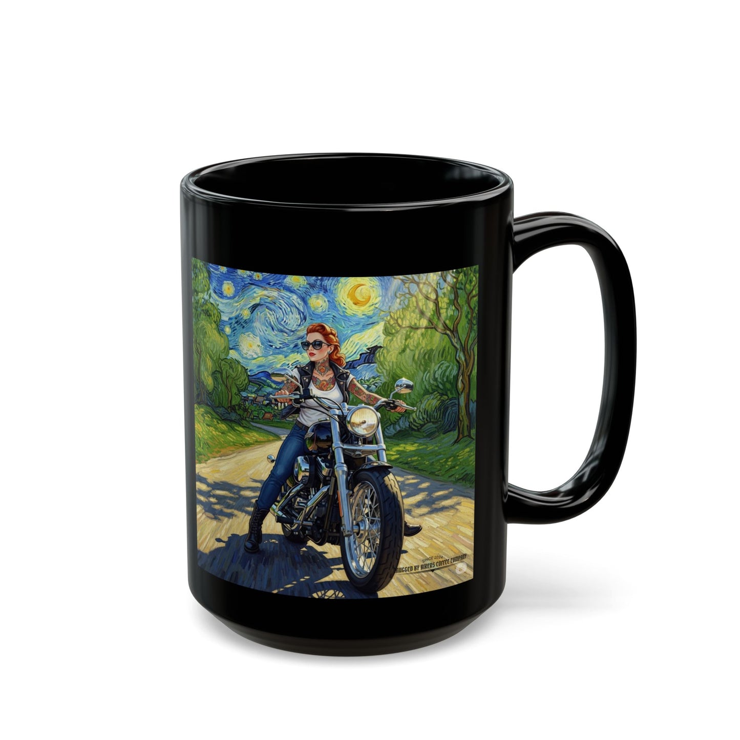 Motorcycle Adventure Black Mug - 11oz & 15oz, Perfect Gift for Bikers, Coffee Lovers, Road Trip Enthusiasts, Unique Art Mug