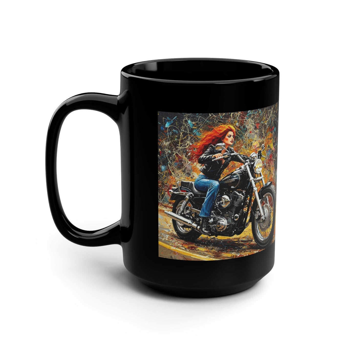 Bold Biker 15oz Black Mug - Perfect Gift for Motorcycle Enthusiasts