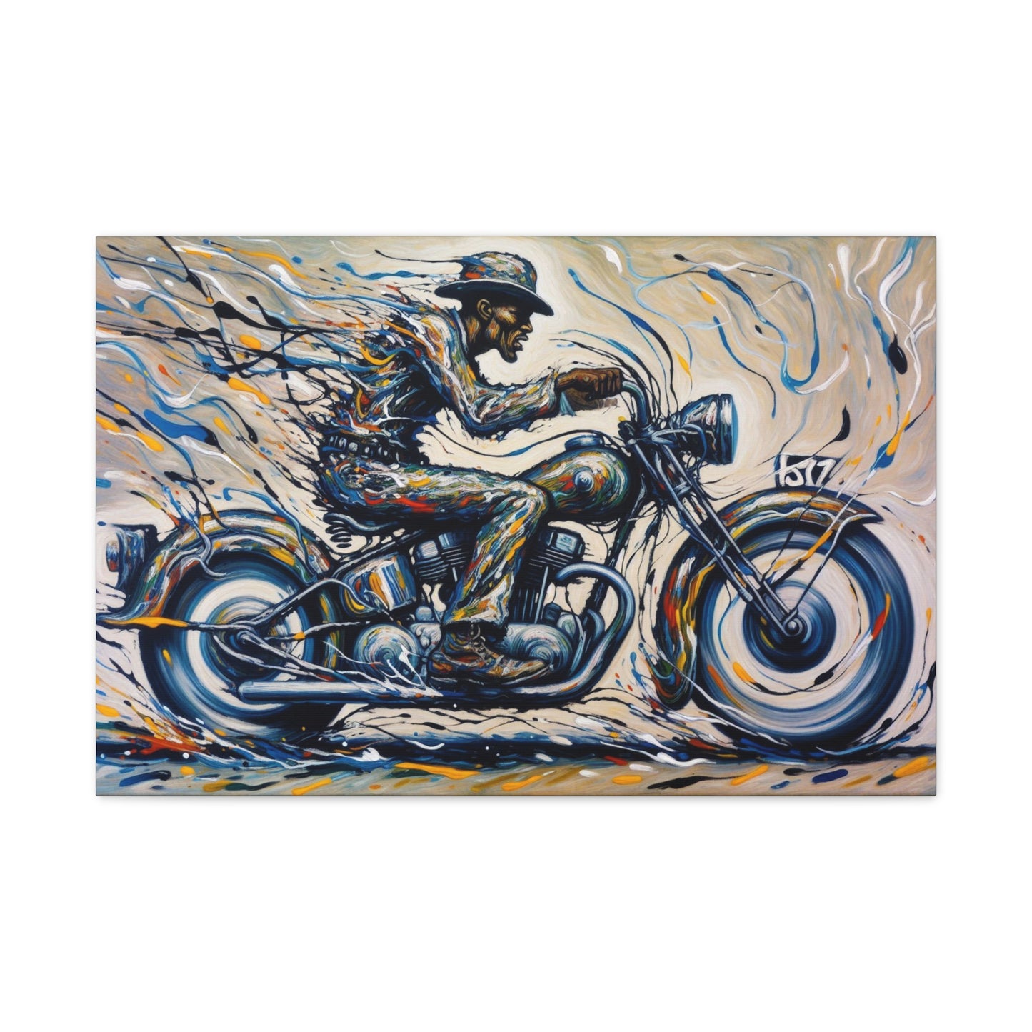 Motorcycle Art Canvas Print - Bold Biker Wall Decor