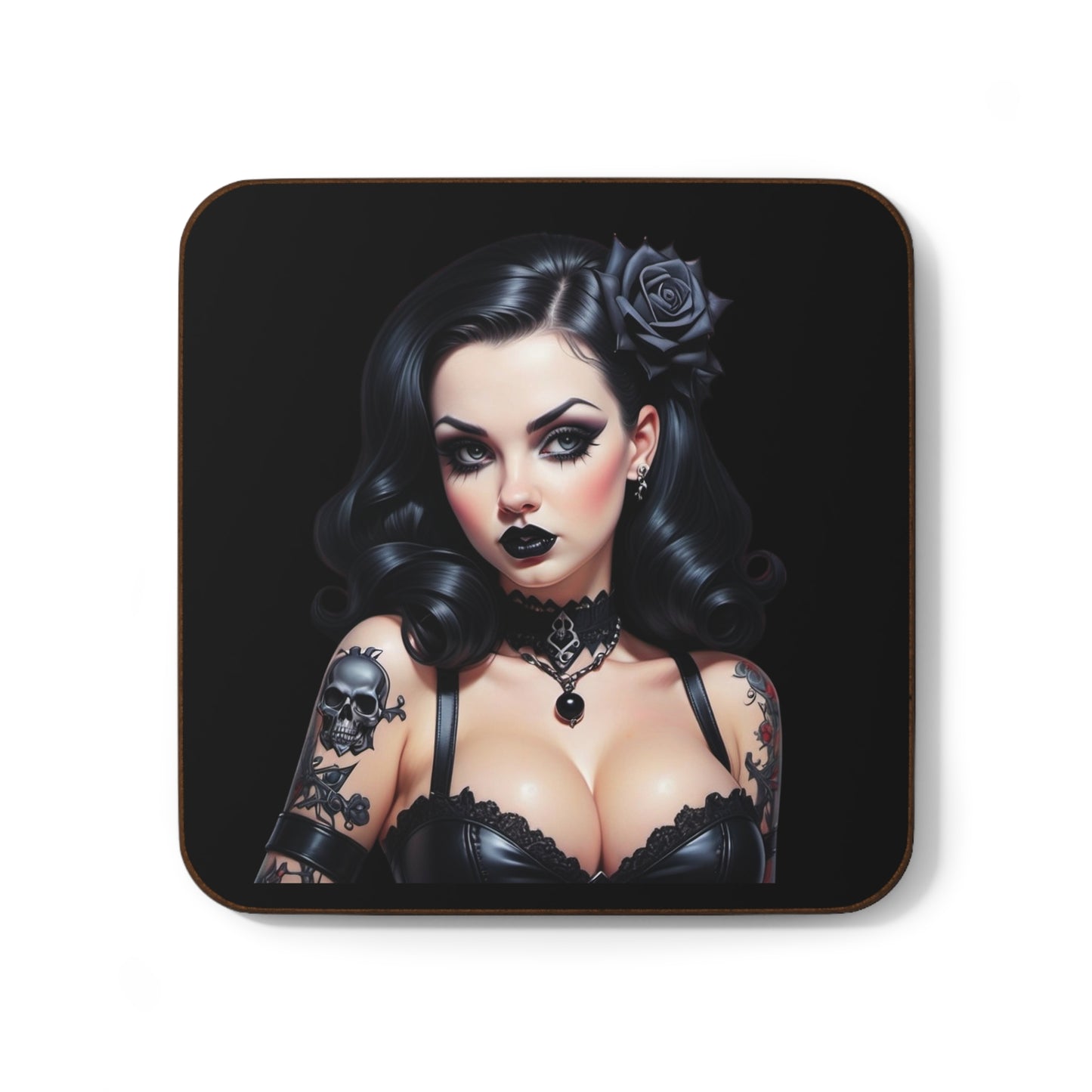 Coaster - Retro Gothic Pinup Tattoo Art Coaster – Alt Style Bar Decor