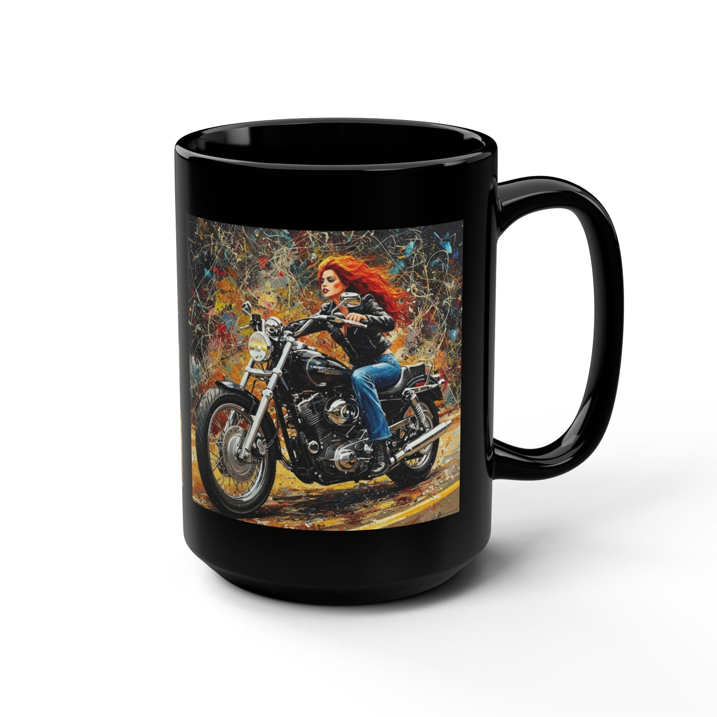 Bold Biker 15oz Black Mug - Perfect Gift for Motorcycle Enthusiasts