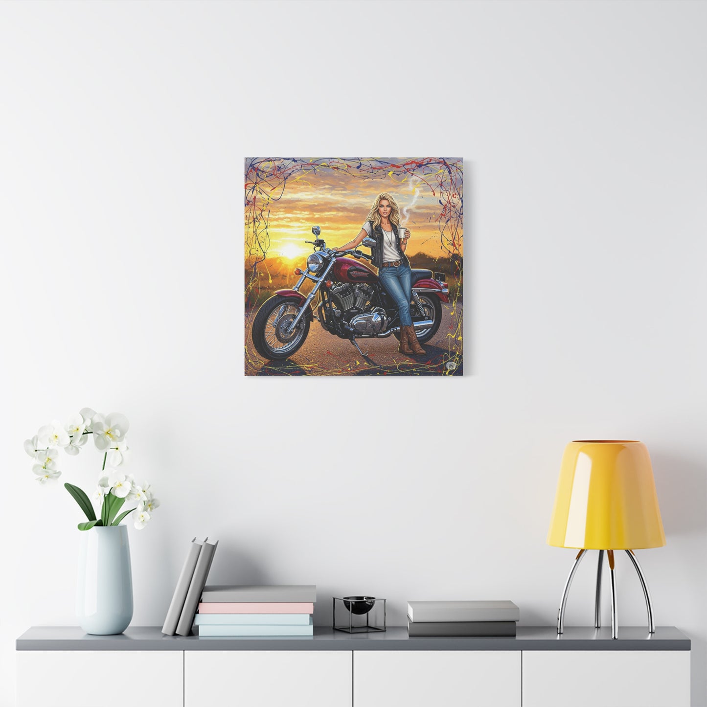 Motorcycle Wall Art, Canvas Print, Biker Decor, Rustic Home Artwork, Gift for Motorcycle Lovers