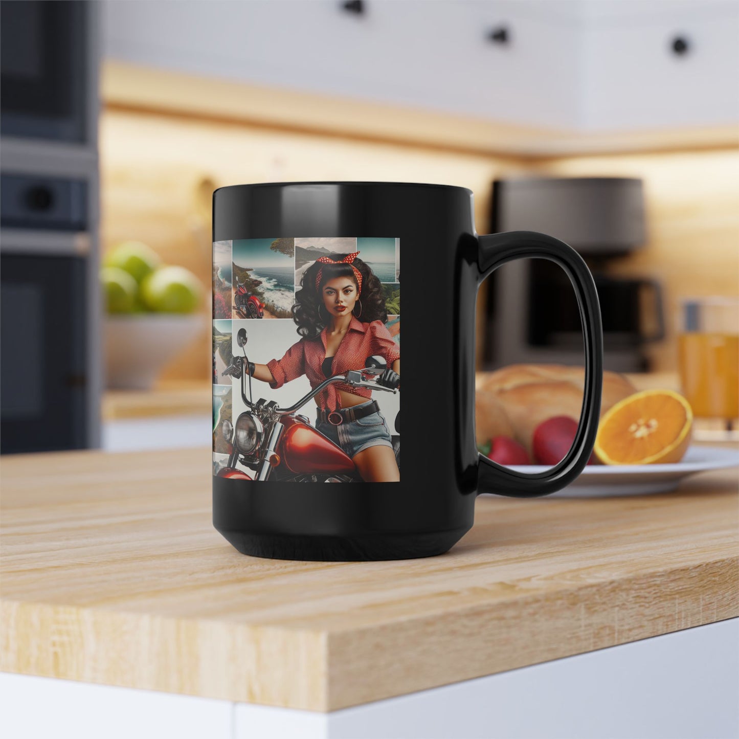Mug-Pin Up Girl at the Beach-Road Trip -Solo Trip-Gift for Bikers