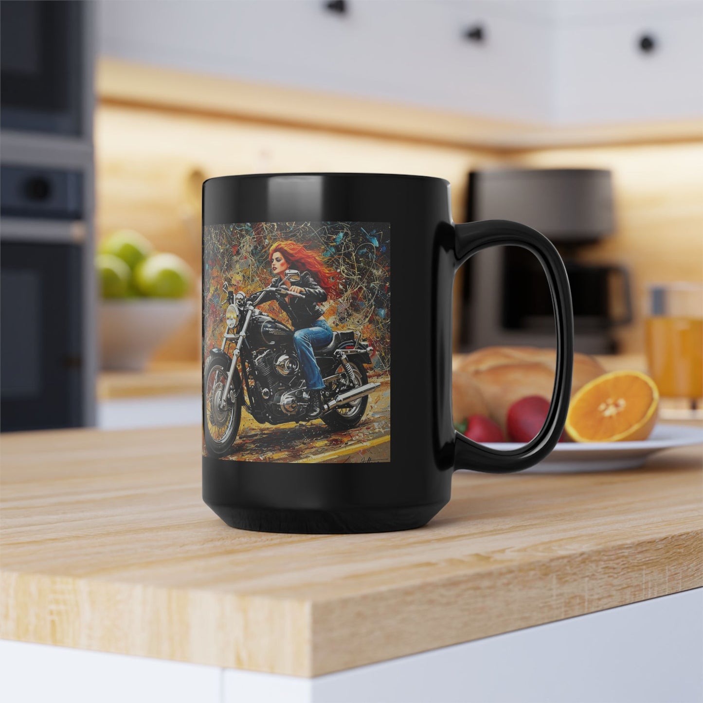Bold Biker 15oz Black Mug - Perfect Gift for Motorcycle Enthusiasts