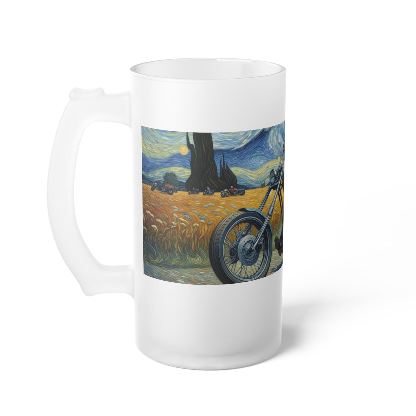 Frosted Beer Mug – Perfect Gift for Motorcycle Enthusiasts-Vincent Van Gogh Inspired