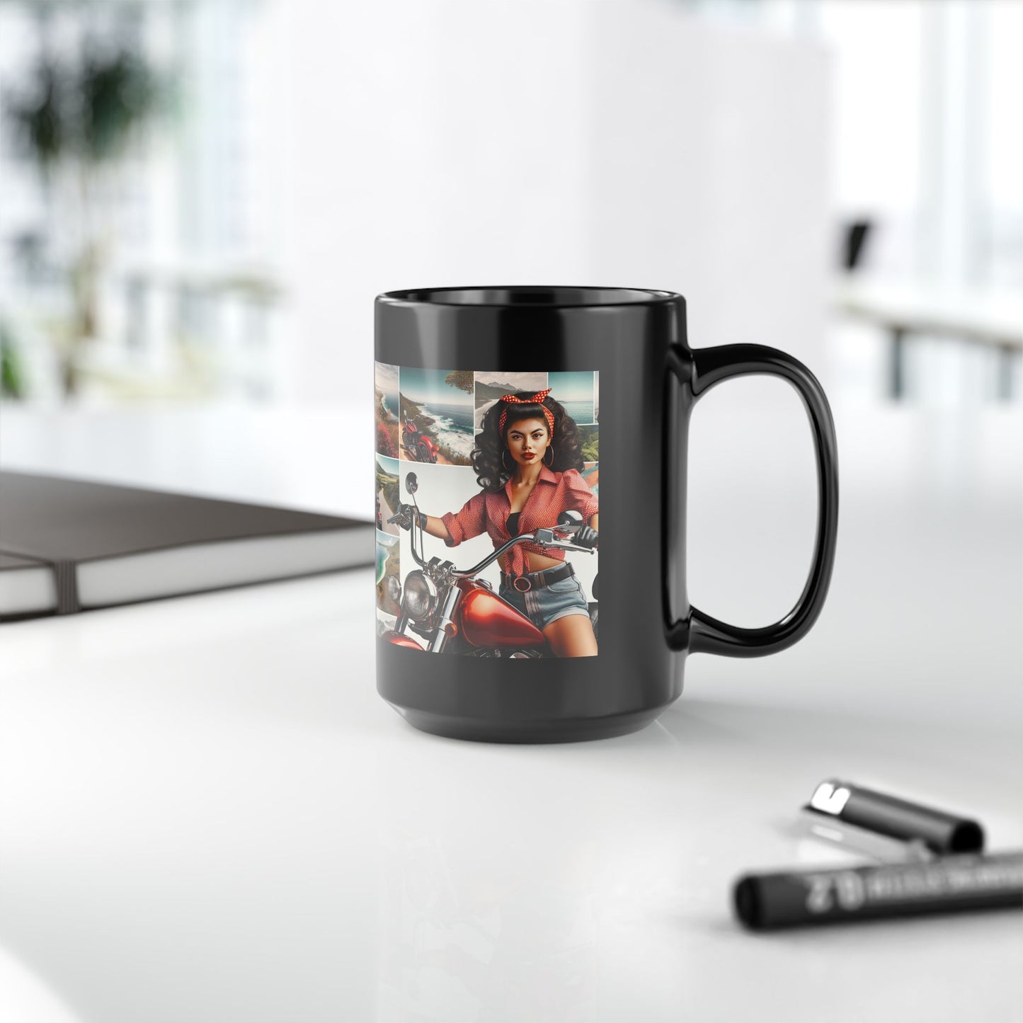 Mug-Pin Up Girl at the Beach-Road Trip -Solo Trip-Gift for Bikers