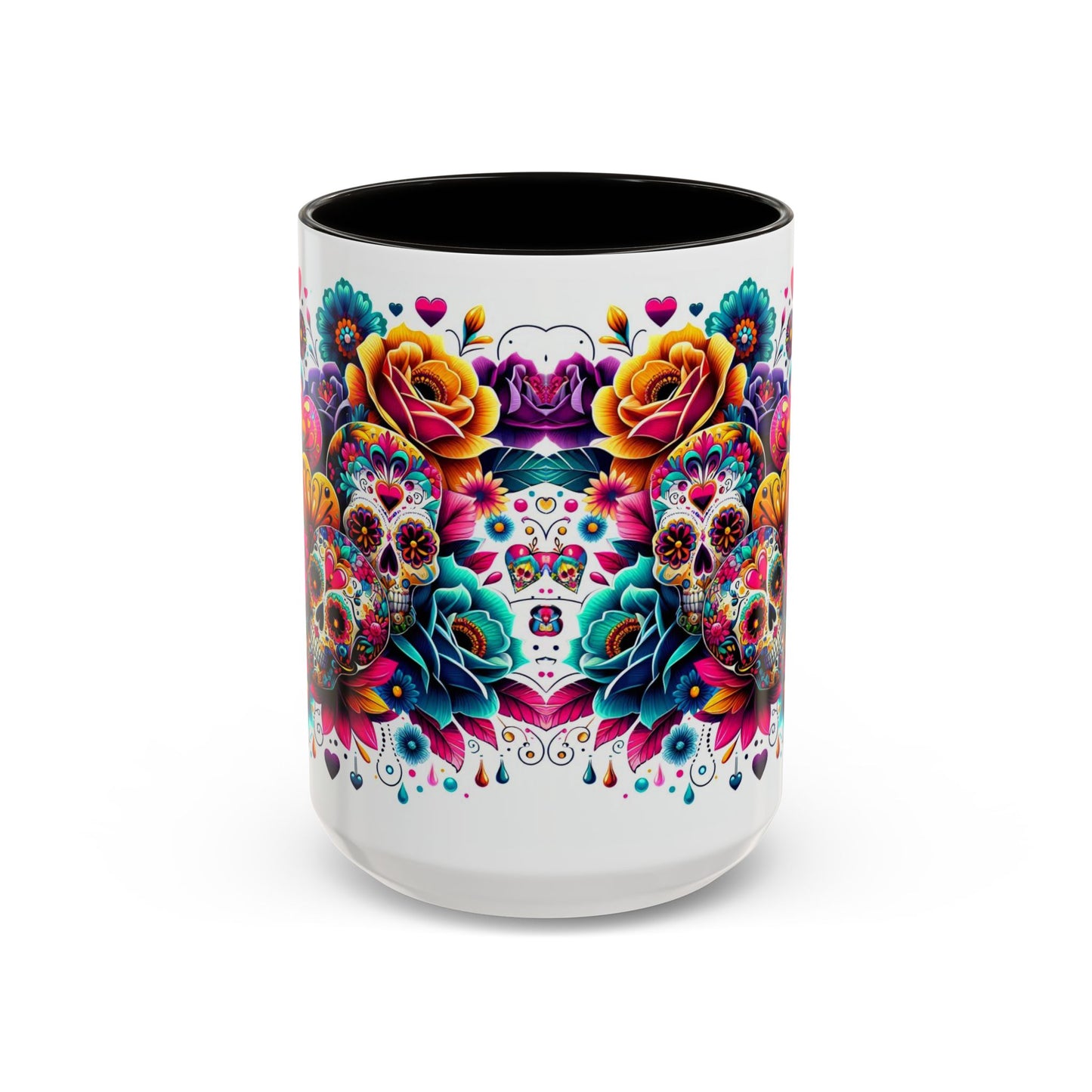 Mug-Flowers, Skulls and Hearts-Halloween meets Valentine's Day Coffee Cup