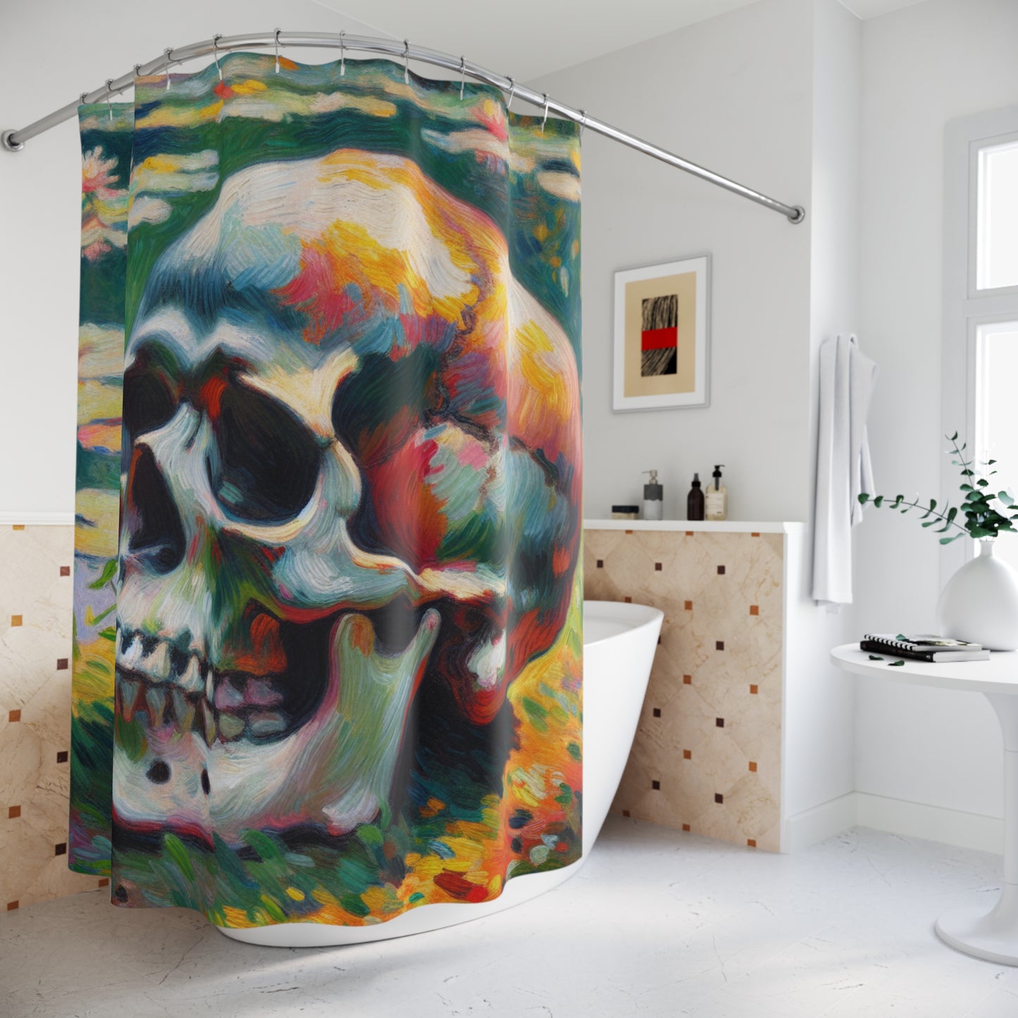 Shower Curtain – Vibrant Bathroom Decor for Unique Style-Artistic Skull bathroom