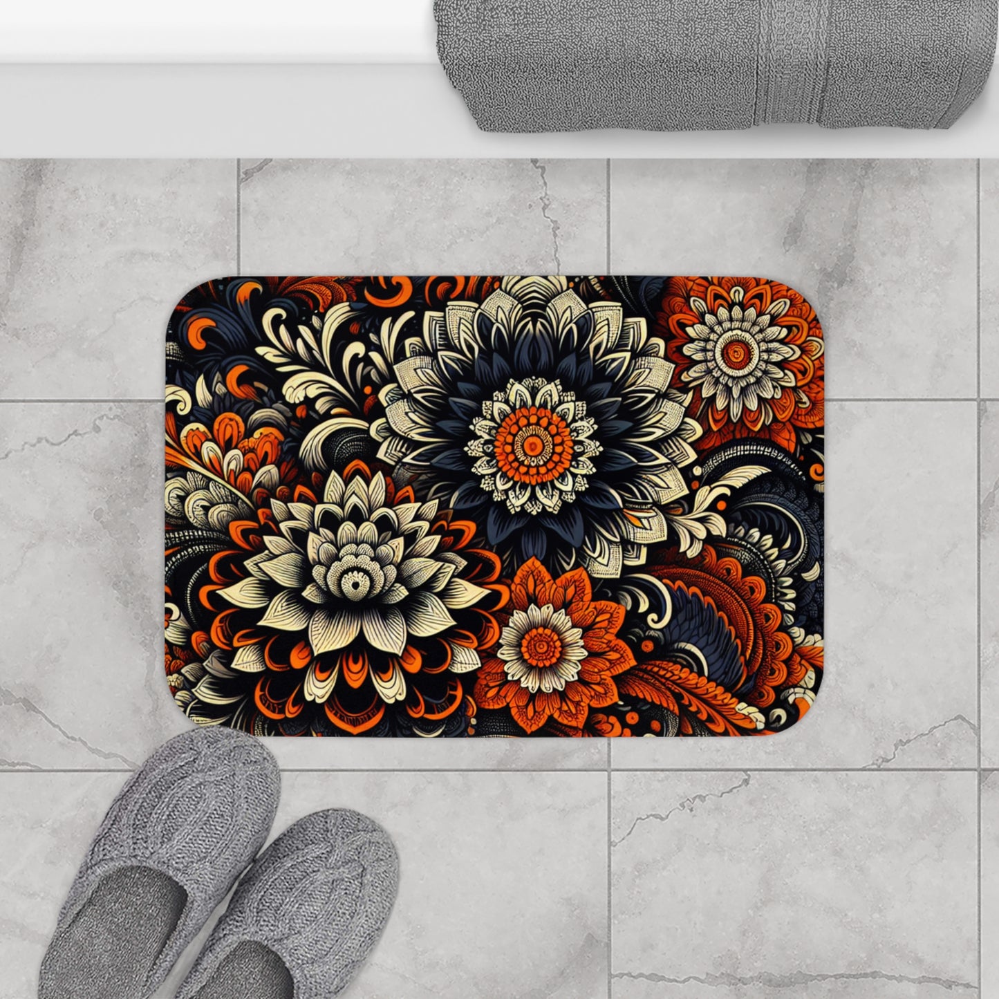 Bath Mat - Vibrant Floral- Boho Style Home Decor, Bathroom Rug for Cozy Spaces, Gift for Housewarming, Spa Day