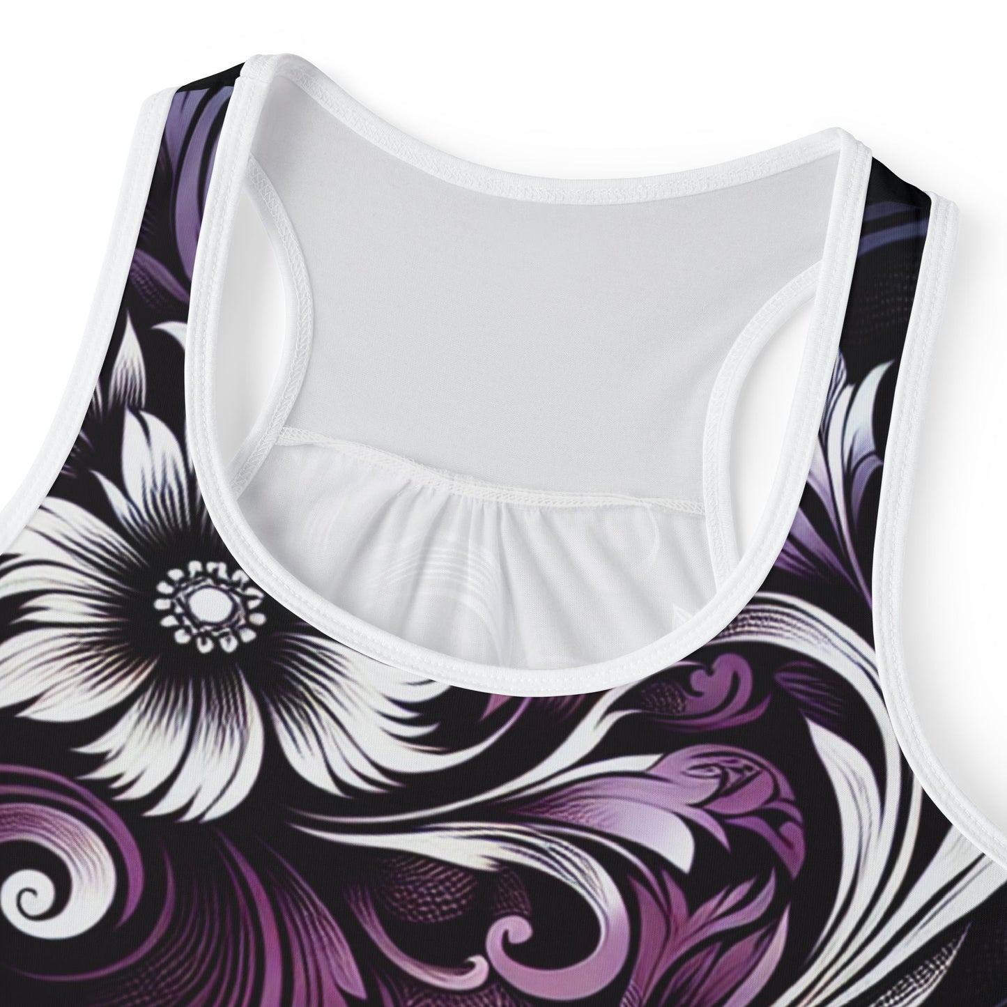 Tank Top -Women's Purple Gothic Floral Print Sleeveless Tee