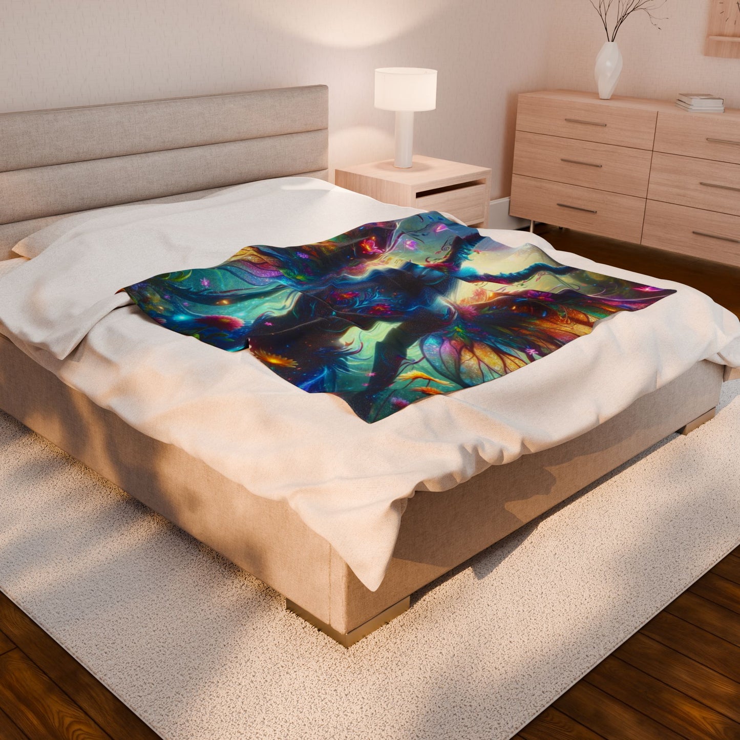 Nature Spirit Plush Blanket – Boho Spiritual Wall Art Throw for Mystical Decor