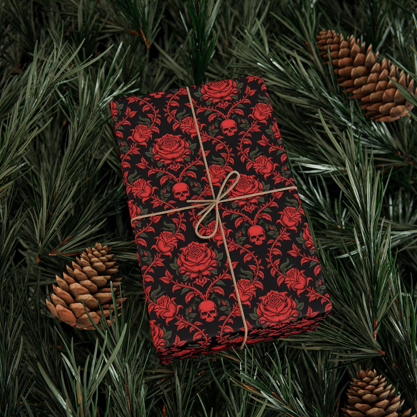Elegant Floral Skull Wrapping Paper, Gift Wrap for Weddings, Birthdays, Holidays, Celebrations, Special Occasions, Party Supplies