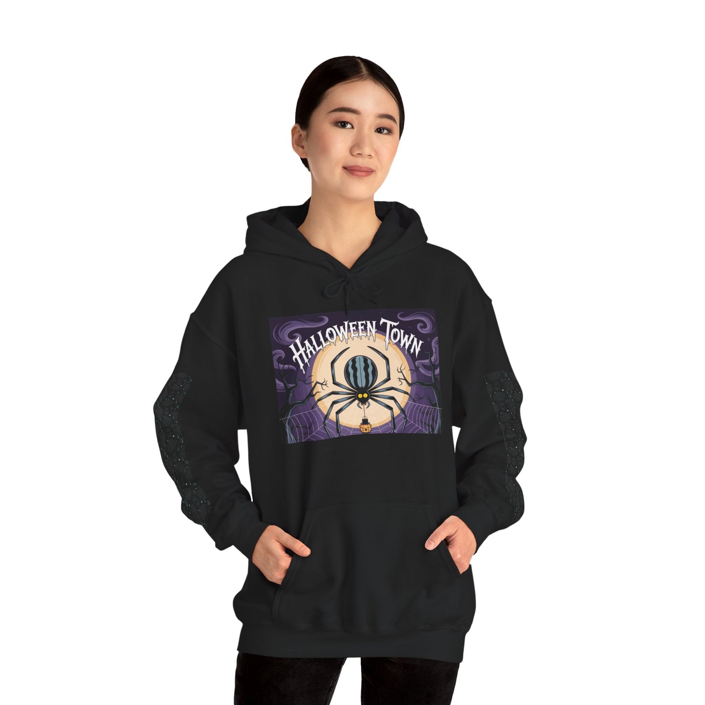 Hooded Sweatshirt -Halloween Town- Spider Design