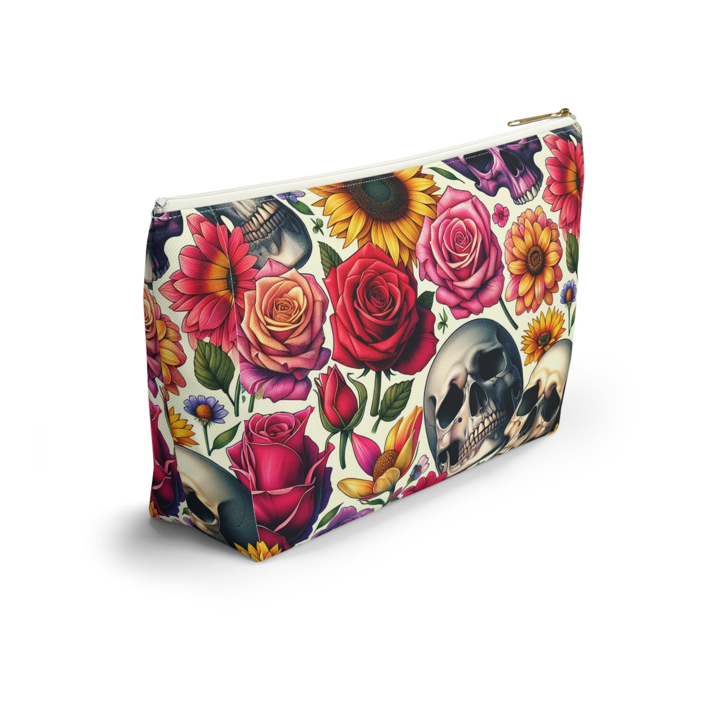 Gothic Floral Accessory Pouch, Perfect for Makeup, Travel, Gifts, Storage, Day of the Dead Theme, Saddlebag Companion