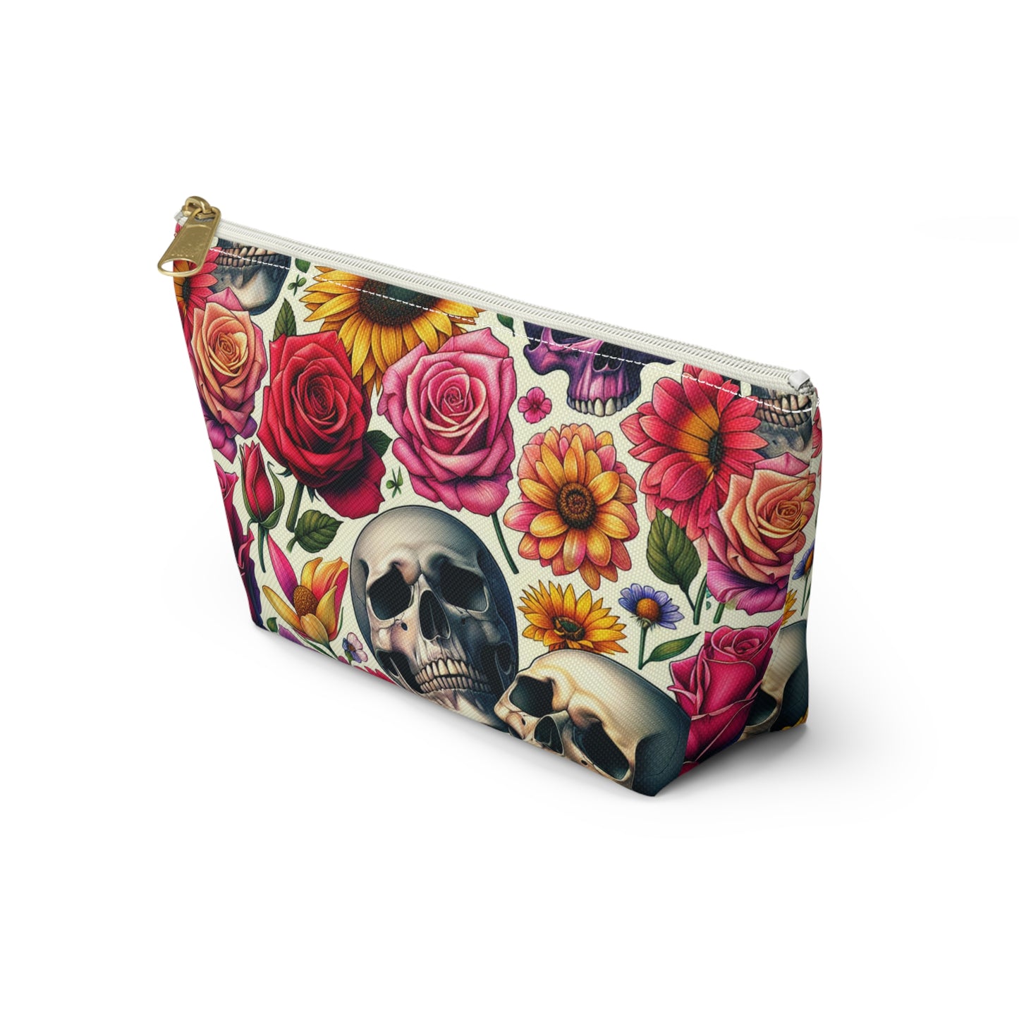 Gothic Floral Accessory Pouch, Perfect for Makeup, Travel, Gifts, Storage, Day of the Dead Theme, Saddlebag Companion