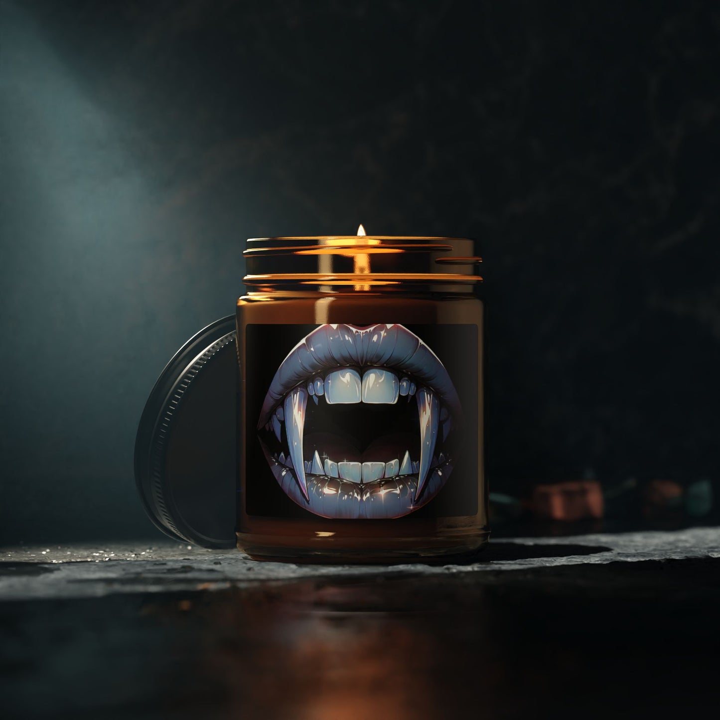 Vampire Kiss Scented Soy Candle - Gothic Home Decor, Halloween Decor, Unique Gift, Cozy Atmosphere, Amber Jar Candle