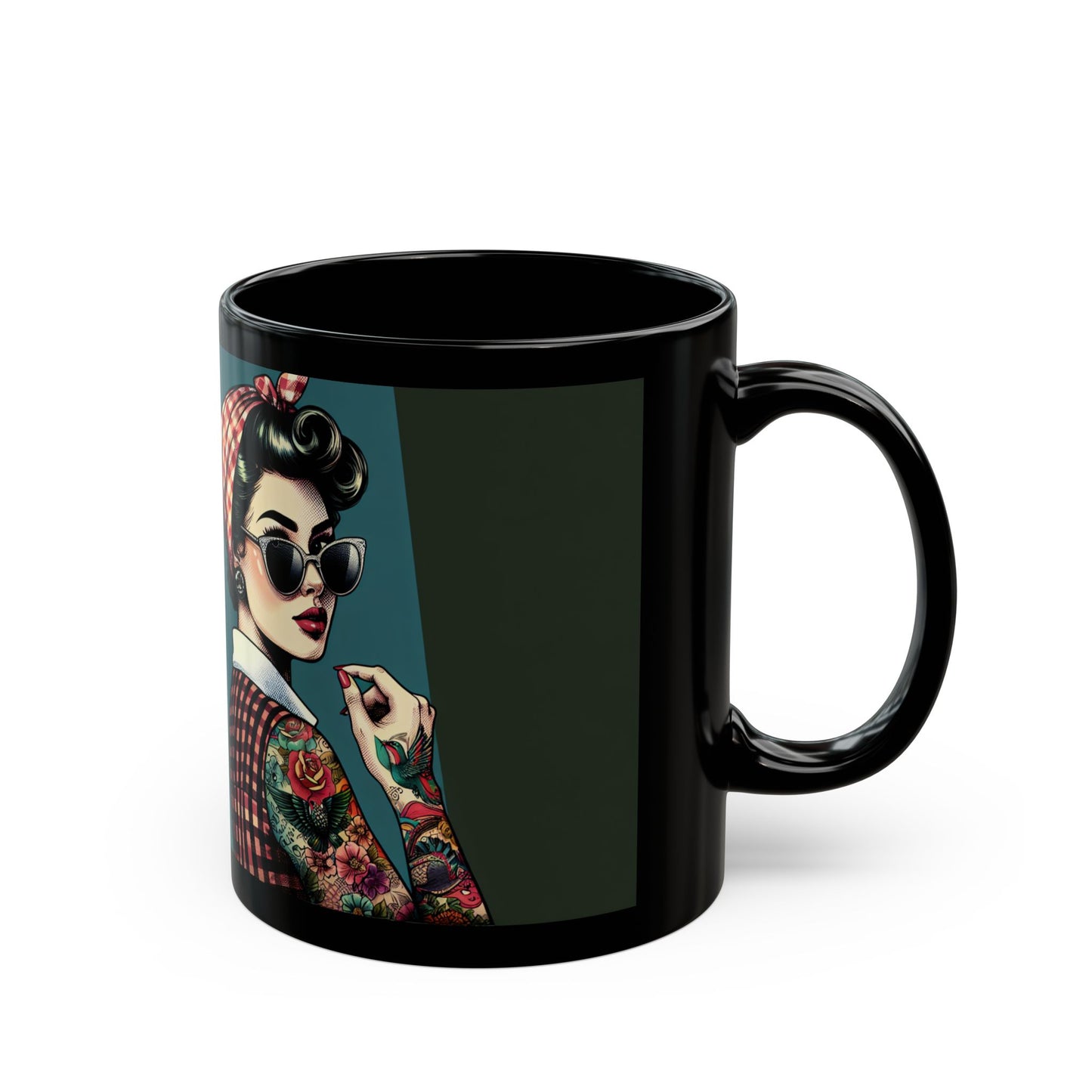 Mug, Pinup Girl with Tattoos and Sunglasses