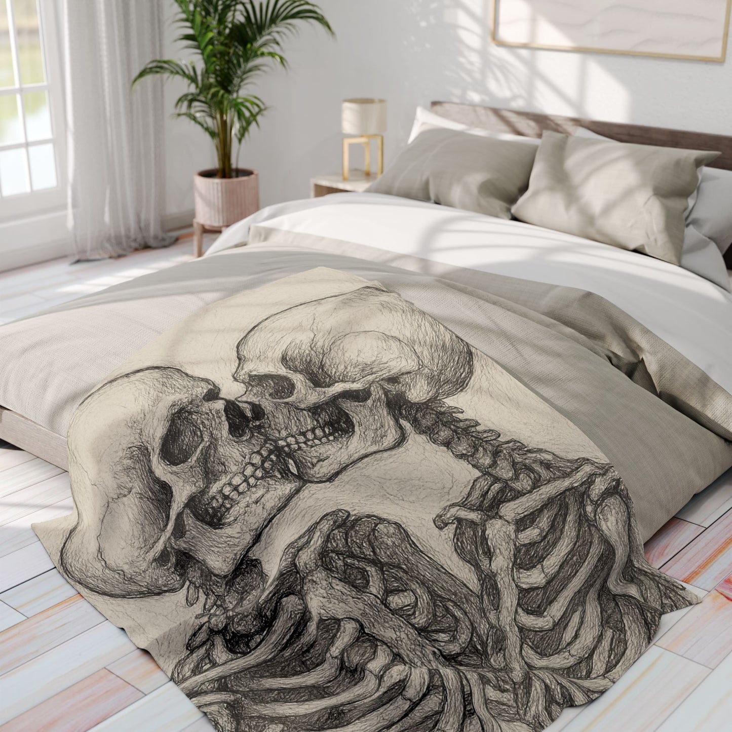 Fleece Blanket - Skeletons Kiss-Couch Throw and Snuggle Blanket