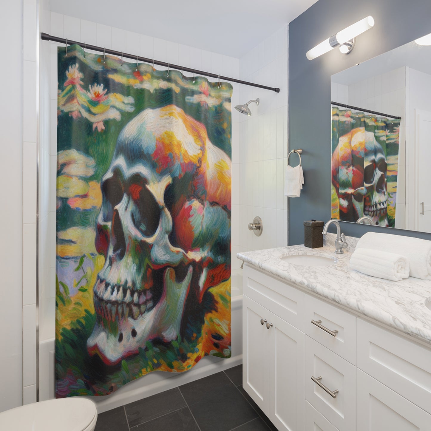 Shower Curtain – Vibrant Bathroom Decor for Unique Style-Artistic Skull bathroom