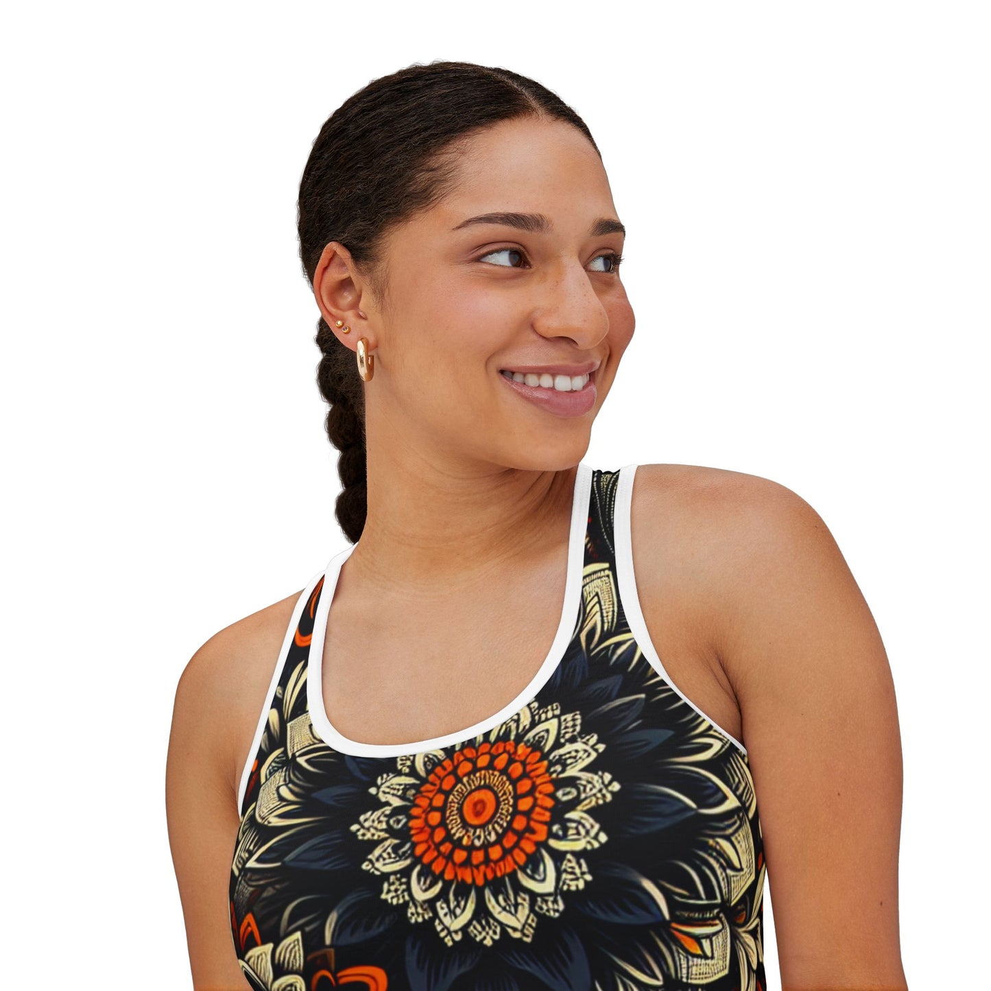 Tank Top - Bold Black and Orange Women's Sleeveless Shirt