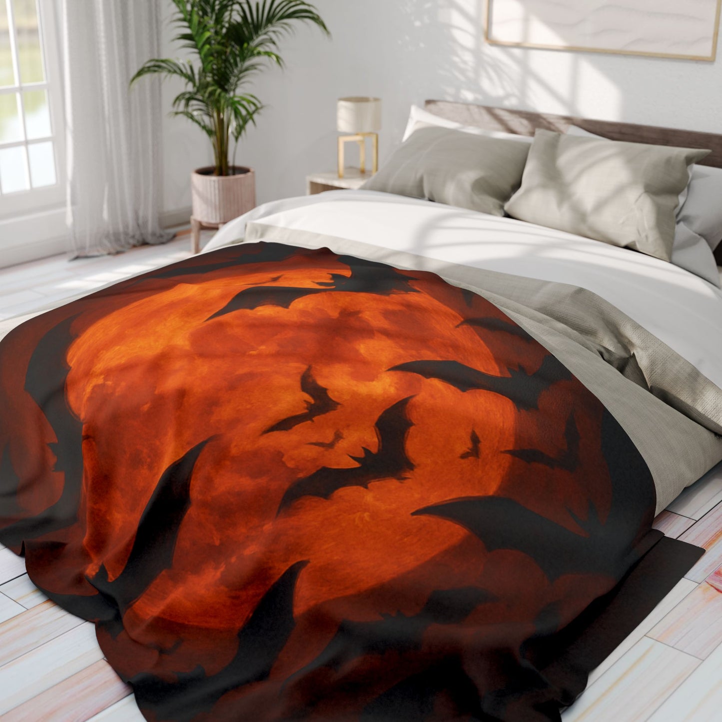 Bat Fleece Blanket | Cozy Throw for Spooky Season, Autumn Decor, Trick-or-Treating, Gift for Halloween Lovers