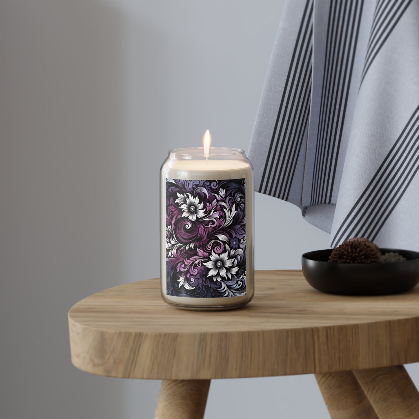 Scented Candle- purple floral pattern-housewarming gift