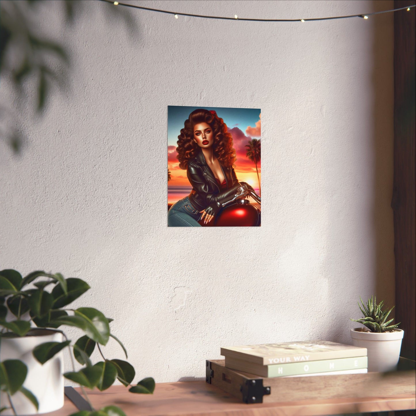 Poster- Motorcycle Pinup-Garage Decor-Man Cave-Retro Wall Art