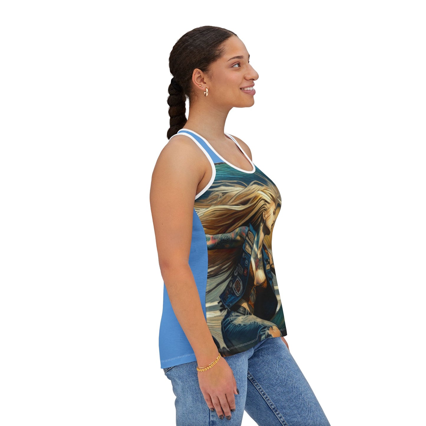 Biker Chic Women's Tank Top - Bohemian Style, Summer Essential, Gift for Her, Music Festivals, Road Trips, Casual Wear