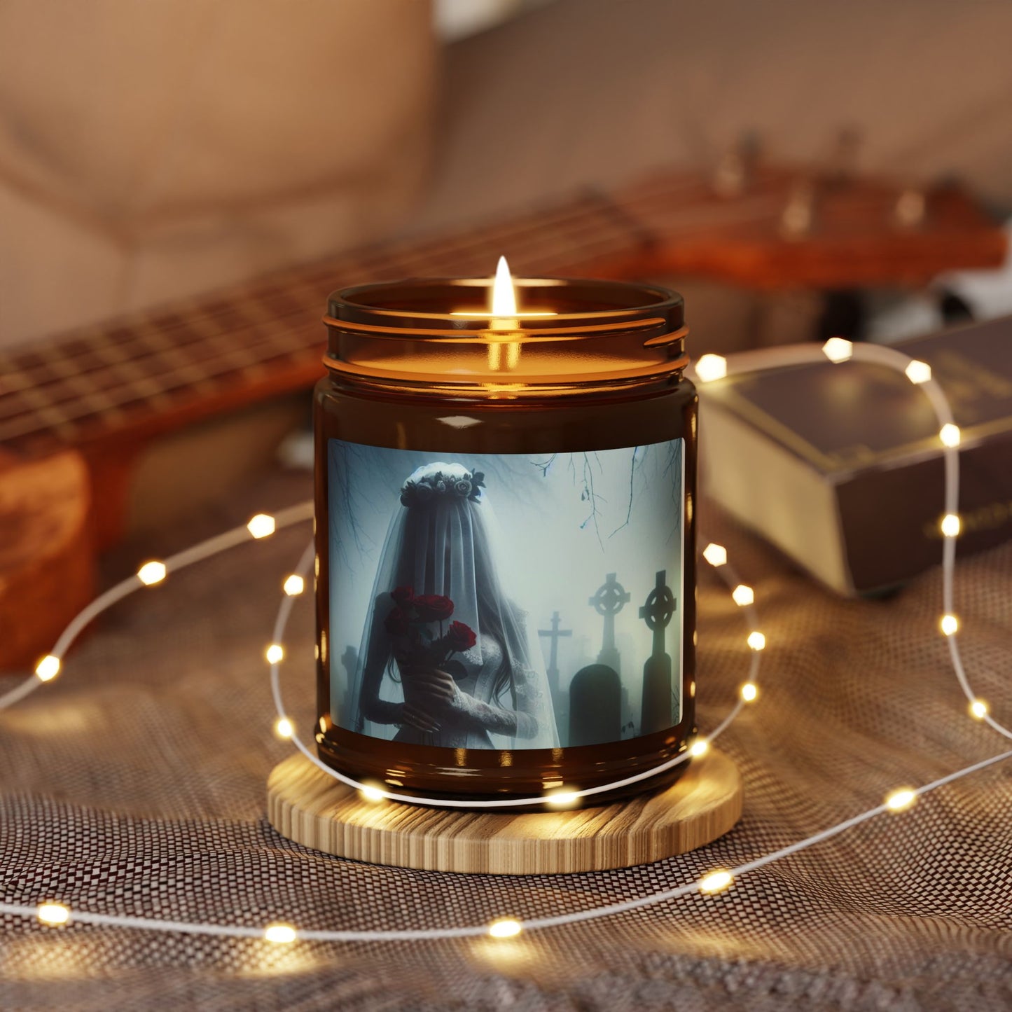 Corpse Bride- Scented Soy Candle, Gothic Decor, Amber Jar Candle, Unique Wedding Gift, Halloween Home Fragrance, Spooky Candlelight