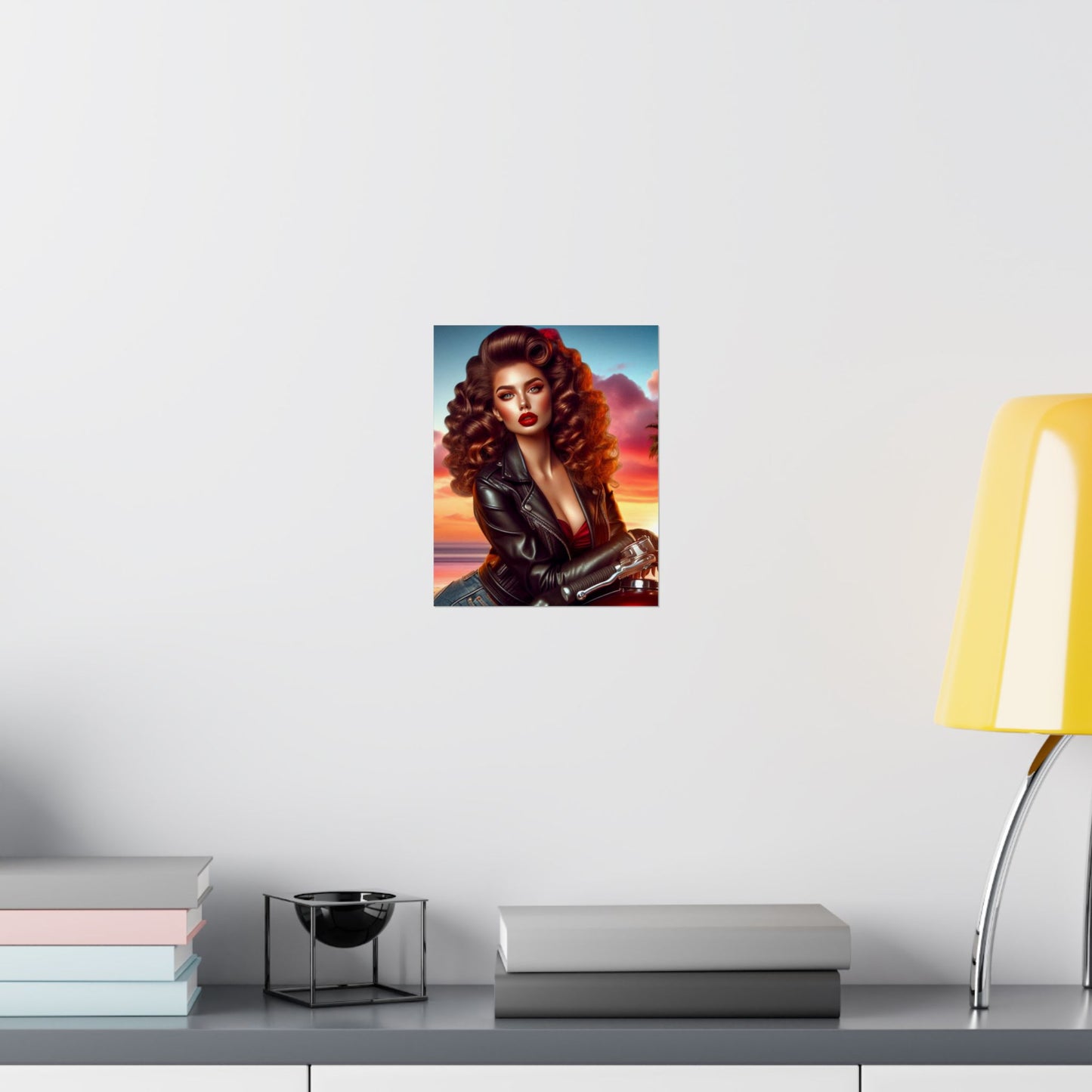 Poster- Motorcycle Pinup-Garage Decor-Man Cave-Retro Wall Art