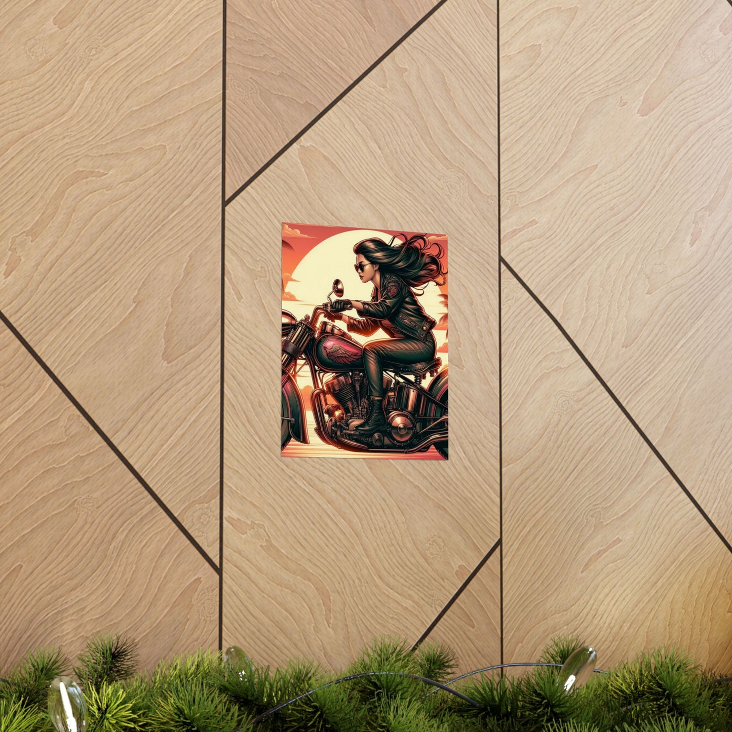 Poster- Motorcycle Pinup-Garage Decor-Man Cave-Retro Wall Art