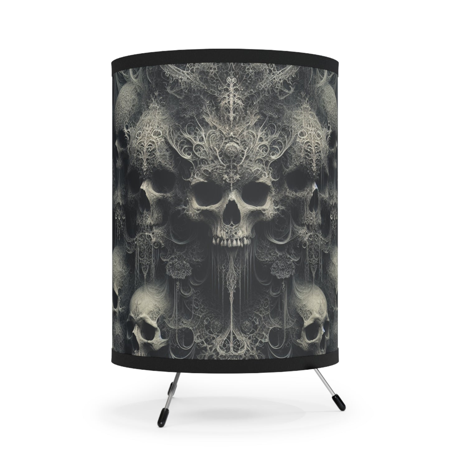 Gothic Tripod Lamp with Skull Design, Bohemian Decor, Halloween Home Lighting, Unique Gift for Art Lovers, Gothic Room Accent, US/CA Plug