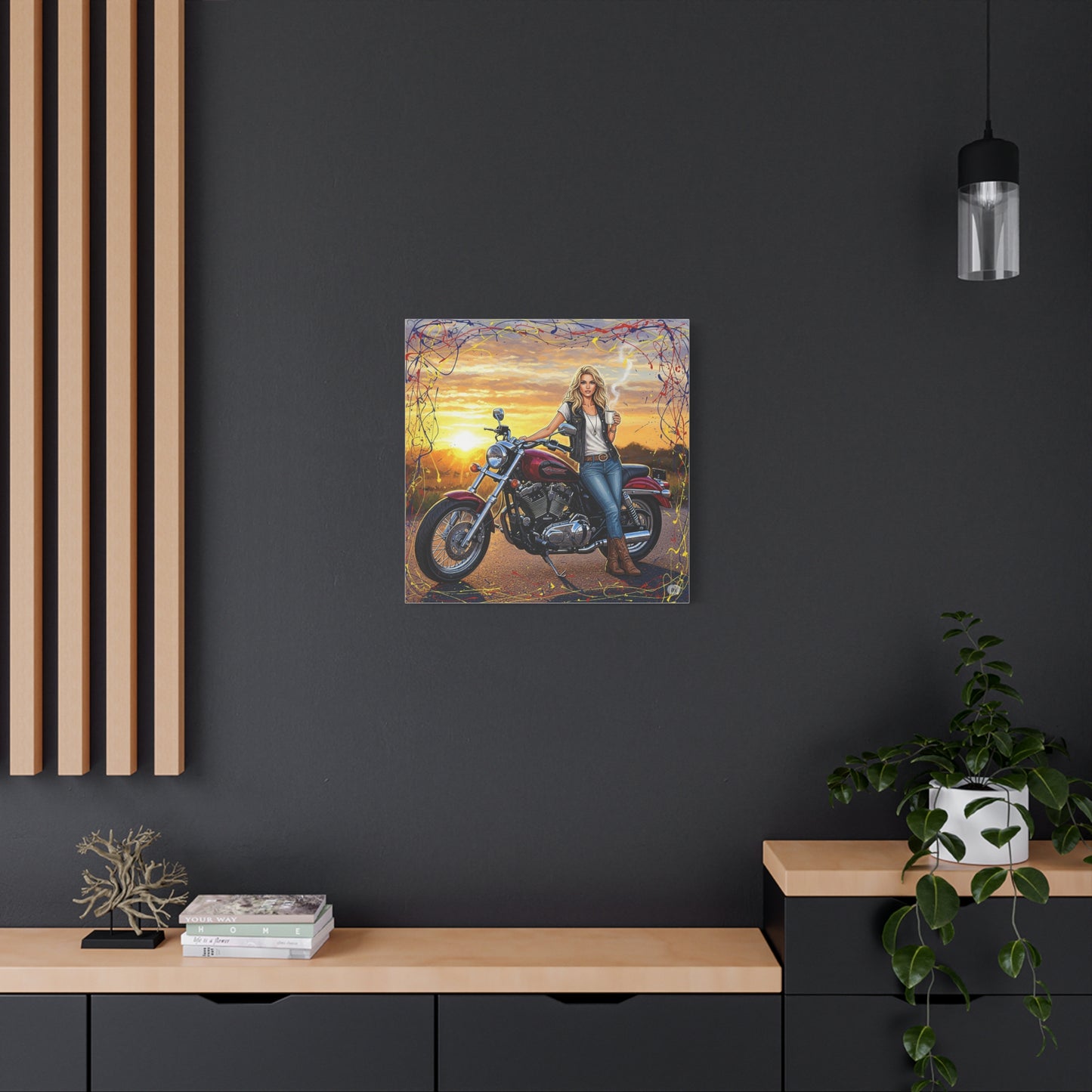 Motorcycle Wall Art, Canvas Print, Biker Decor, Rustic Home Artwork, Gift for Motorcycle Lovers