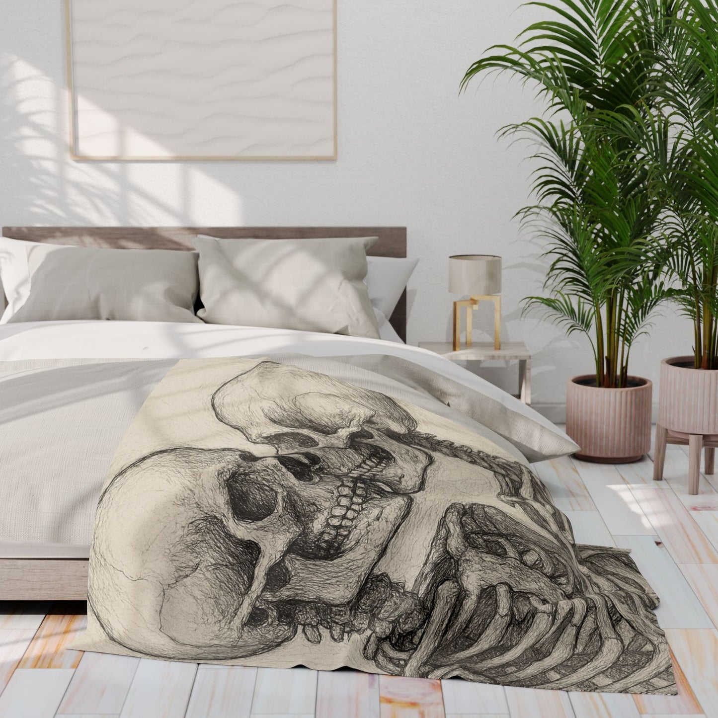 Fleece Blanket - Skeletons Kiss-Couch Throw and Snuggle Blanket