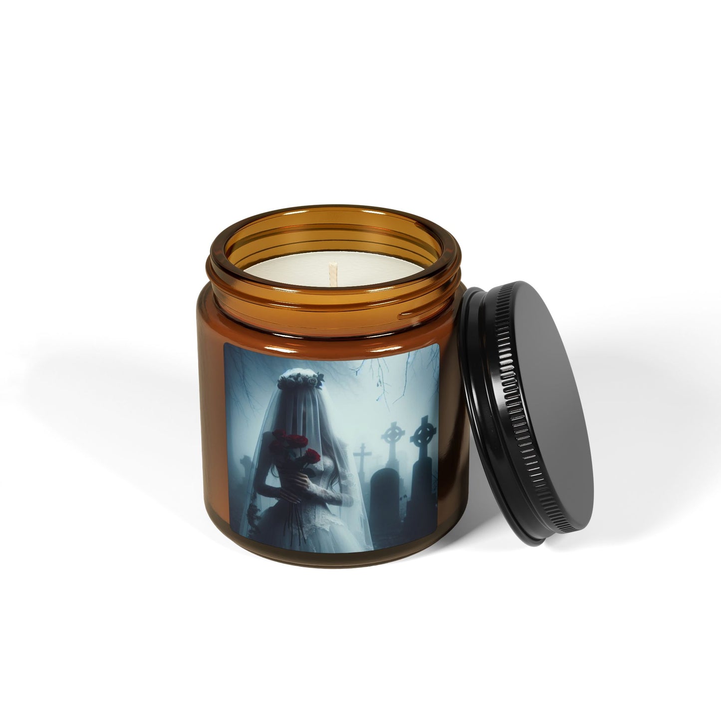 Corpse Bride- Scented Soy Candle, Gothic Decor, Amber Jar Candle, Unique Wedding Gift, Halloween Home Fragrance, Spooky Candlelight