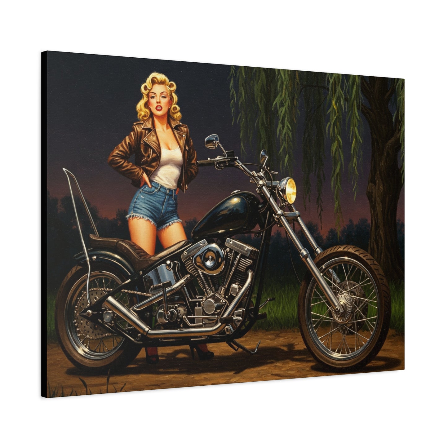Wall Art- Pinup Biker Girl-Motorcycle Enthusiast Gift