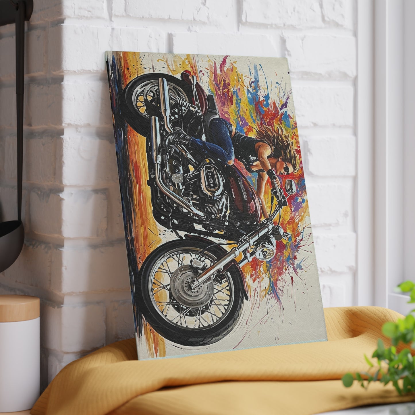Glass Cutting Board-Cheese Platter-Motorcycle Art-Biker chic Art