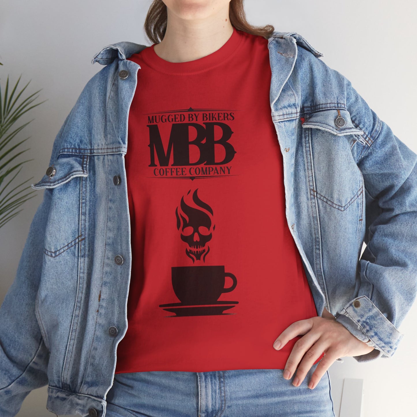 T-Shirt - Mugged by Bikers Coffee Co-Steaming Cup of Coffee Logo Tee