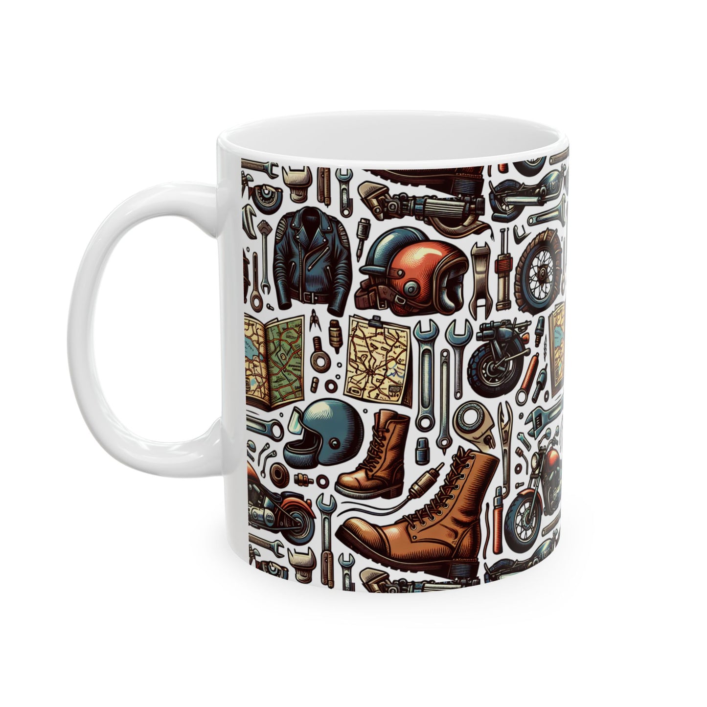 Mug - Bikers Garage Collage- Ceramic Coffee Mug -Father's Day Gift